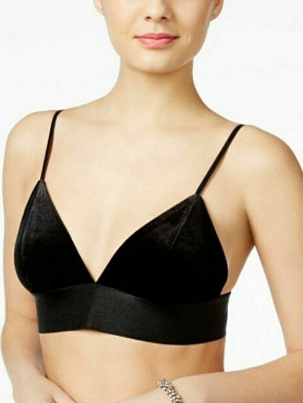 Guess Eriko Velvet Triangle Bralette Adjustable Straps Wide Elastic Bust Band